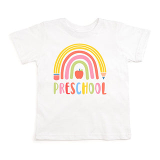 Sweet Wink Pencil Rainbow Preschool S/S White Tee, Sweet Wink, 1st Day of Preschool, 1st Day of School, Back to School, cf-size-7-8y, cf-type-tee, cf-vendor-sweet-wink, First Day of Preschool