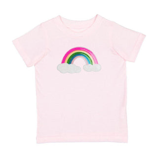 Sweet Wink Rainbow Sequin Patch Short Sleeve Tee - Ballet