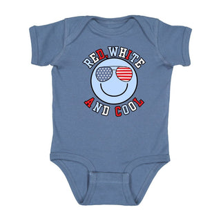 Sweet Wink Red White & Cool Patriotic Smiley S/S Bodysuit - Indigo