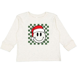 Sweet Wink Santa Smiley Christmas Long Sleeve Tee - Natural