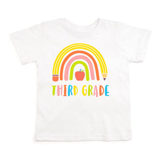 Sweet Wink Pencil Rainbow Third Grade S/S White Tee, Sweet Wink, 1st Day of 3rd Grade, 1st Day of School, 1st Day of Third Grade, 3rd grade, Back to School, cf-size-9-10y, cf-type-tee, cf-ven