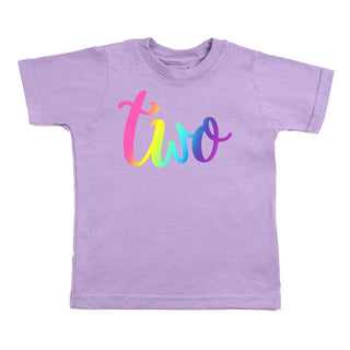 Sweet Wink Two Bright Rainbow S/S Lavender Tee, Sweet Wink, 2nd Birthday, Birthday, Birthday Girl, cf-size-2t, cf-size-3t, cf-type-short-sleeve-tee, cf-vendor-sweet-wink, Happy Birthday, seco