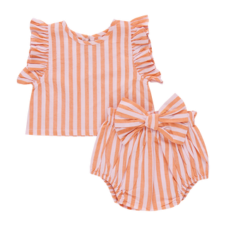 Pink Chicken Baby Girls Abigail 2-Piece Set - Orange Pink Stripe