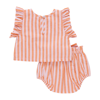 Pink Chicken Baby Girls Abigail 2-Piece Set - Orange Pink Stripe