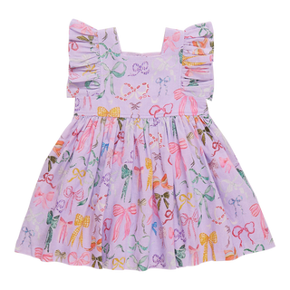 Pink Chicken Girls Elsie Dress - Lavender Watercolor Bows