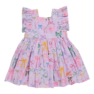 Pink Chicken Girls Elsie Dress - Lavender Watercolor Bows