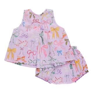 Pink Chicken Baby Girls Jaipur 2-Piece Set - Lavender Watercolor Bows