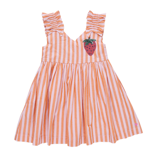 Pink Chicken Girls Via Dress - Orange Pink Stripe