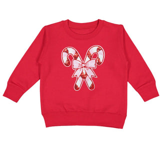 Sweet Wink Candy Cane Patch Christmas Sweatshirt - Red