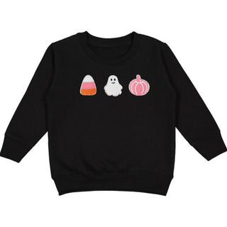 Sweet Wink Halloween Treats Patch Sweatshirt - Black, Sweet Wink, cf-size-2t, cf-type-sweatshirt, cf-vendor-sweet-wink, Halloween, Halloween Shirt, Halloween Sweatshirt, Halloween Top, Hallow