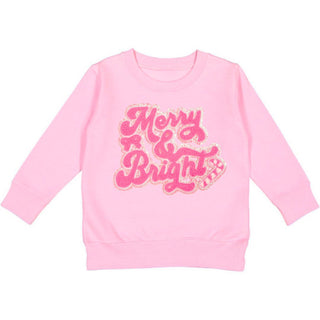 Sweet Wink Merry and Bright Patch Christmas Sweatshirt - Pink