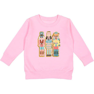 Sweet Wink Nutcracker Patch Christmas Sweatshirt - Pink