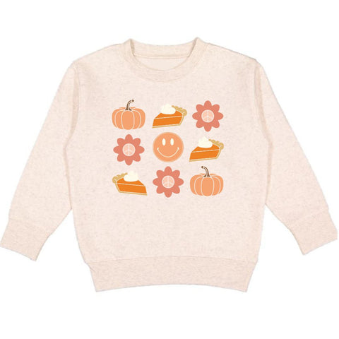 Sweet Wink Pumpkin Pie Smiley Thanksgiving Sweatshirt - Natural, Sweet Wink, cf-size-2t, cf-size-3t, cf-size-4t, cf-size-5-6y, cf-size-7-8y, cf-type-tee, cf-vendor-sweet-wink, Pumpkin Pie, Pu