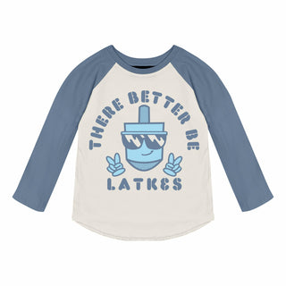 Tiny Whales Better Be Latkes L/S Raglan Tee, Tiny Whales, Better Be Pie, Boys Hanukkah, cf-size-18-24m, cf-size-2t, cf-size-3t, cf-size-4t, cf-size-5y, cf-size-6y, cf-size-7y, cf-size-8y, cf-