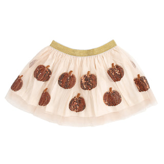 Sweet Wink Sequin Pumpkin Ivory Tutu, Sweet Wink, cf-size-1-2y-med, cf-size-2-4y-large, cf-size-4-6y-xl, cf-size-6-8y-xxl, cf-type-tutu, cf-vendor-sweet-wink, Fall, Halloween, Halloween Skirt