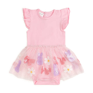 Sweet Wink Bunny Bow Sequin Easter Short Sleeve Tutu Bodysuit