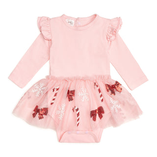 Sweet Wink Candy Cane Cutie Christmas Long Sleeve Tutu Bodysuit