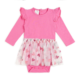 Sweet Wink, Sweet Wink Glitter Heart Valentine's Day L/S Tutu Bodysuit - Basically Bows & Bowties