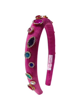 Bari Lynn Thin Padded Jewel Headband - Fuchsia, Bari Lynn, Bari Lynn, Bari Lynn Headband, Bari Lynn Headbands, cf-type-headband, cf-vendor-bari-lynn, Fuchsia, Headband with Jewels, Thin Padde