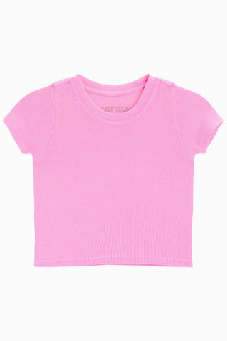 KatieJ NYC Tween Livi Ribbed S/S Tee - Cotton Candy