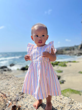 Vignette, Vignette Michelle Ruffle Dress - Candy Stripe Seersucker - Basically Bows & Bowties