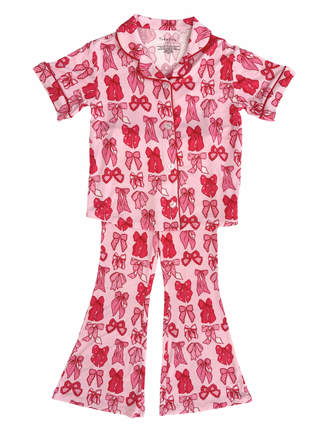 In My Jammers Valentine's Bow Button Up Flare Set