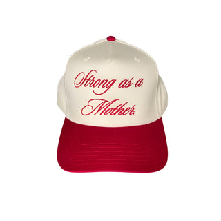 Strong As A Mother Canvas Hat - Red / Cream