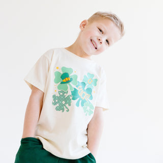 Lucky Clover St. Patrick's Day Top Hat Short Sleeve Tee - Natural