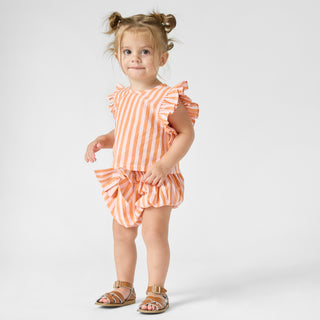 Pink Chicken Baby Girls Abigail 2-Piece Set - Orange Pink Stripe