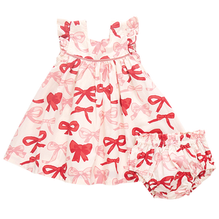 Pink Chicken Baby Girls Camelia Dress Set - Valentines Bows