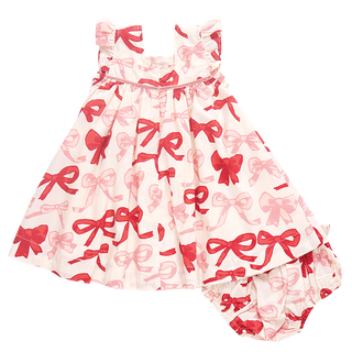 Pink Chicken Baby Girls Camelia Dress Set - Valentines Bows