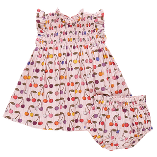 Pink Chicken Baby Girls Stevie Dress Set - Cloud Pink Cherry