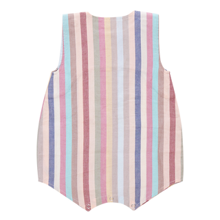 Pink Chicken Blue Rooster Baby Boys Noah Romper - Multi Vintage Stripe