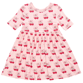 Pink Chicken Girls Bamboo Steph Dress - Cherry Hearts