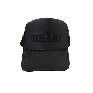 "Mother." Embroidered Trucker Hat - Black On Black