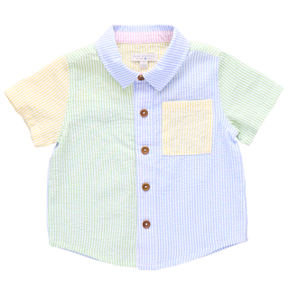 Blue Rooster Boys Jack Shirt - Color Block Seersucker