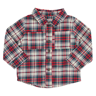 Blue Rooster Baby Boys Jack Shirt - Holly Tartan, Pink Chicken, Baby Boys Jack Shirt, Blue Rooster, cf-size-12-18-months, cf-size-18-24-months, cf-size-3-6-months, cf-size-6-12-months, cf-ven