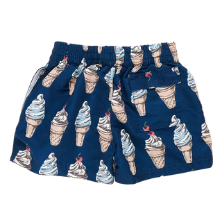 Blue Rooster Boys Swim Trunks - Navy Soft Serve, Pink Chicken, Boys Swim Trunk, ice cream, ice cream cone, Pink Chicken, Pink Chicken SS23, Pink Chicken Swimsuit, Pink Chicken Swimwear, Soft 