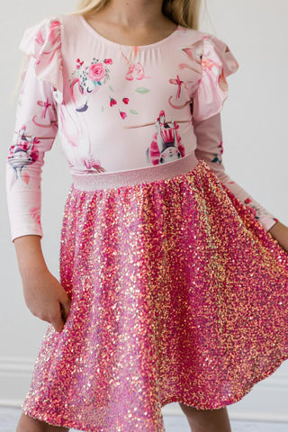 Mila & Rose Hot Pink Sequin Twirl Skirt, Mila & Rose, cf-size-3t, cf-size-4t, cf-type-skirt, cf-vendor-mila-&-rose, Hot Pink Sequin, Mila & Rose, Mila & Rose  Sequin Twirl Skirt, Mila & Rose 