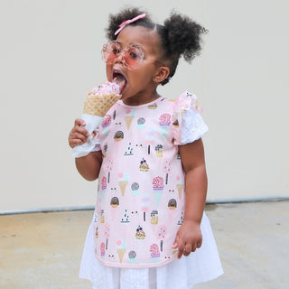 BapronBaby, BapronBaby - Ice Cream Toddler Flutter Bapron - Basically Bows & Bowties