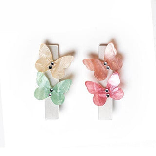 Lilies & Roses Double Butterfly Clip Set - Pearlized Pastel, Lilies & Roses, Butterflies, Butterfly, cf-type-hair-claws-&-clips, cf-vendor-lilies-&-roses, Clip Set, Clippie, Clippie Set, East