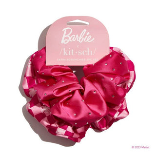 Kitsch x Barbie Satin Brunch Scrunchies 2pc Set, Kitsch, Barbie, Barbie x Kitsch, Kitsch, Kitsch Scrunchie, Satin Scrunchie, Scrunchie, Scrunchies, Hair Accessories - Basically Bows & Bowties