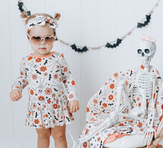 Dream Big Little Co x Madi Nelson Bow-Tastic Skellies Dream Onesie Dress, Dream Big Little Co, Bow-Tastic Skellies, cf-size-12-18-months, cf-size-18-24-months, cf-size-2t, cf-size-6-12-months