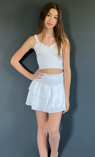 KatieJ NYC Tween Shari Top in White Gauze, KatieJNYC, cf-size-md-10, cf-size-sm-7-8, cf-size-xl-14, cf-type-top, cf-vendor-katiejnyc, Katie J, Katie J NYC, Shari Top, Top, White, White Gauze,