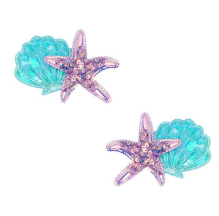 Baby Bling Novelty Mermaid Shell Clip Set - Purple Teal, Baby Bling, Baby Bling, Baby Bling Bows, Baby Bling Clip Set, Baby Bling Hair Clip Set, Mermaid, Mermaid Hair Clip Set, Shooting Star 