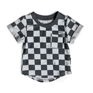 Little Bipsy Pocket Tee - Pewter Check, Little Bipsy Collection, Checker, Checkered, Jaxton Collection, LBSS23, Little Bipsy, Little Bipsy Pocket Tee, Little Bipsy Tee, Pewter, Pewter Check, 