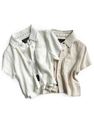 Little Bipsy Linen Button Up - White, Little Bipsy Collection, Bahama Breeze, cf-size-12-18-months, cf-size-18-24-months, cf-size-2-3, cf-size-3-4, cf-size-3-6-months, cf-size-4-5, cf-size-6-