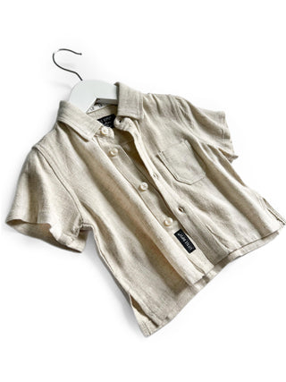 Little Bipsy Linen Button Up - Sand, Little Bipsy Collection, Bahama Breeze, cf-size-0-3-months, cf-size-18-24-months, cf-size-2-3, cf-size-3-4, cf-size-4-5, cf-size-5-6, cf-type-apparel-&-ac