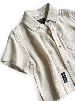 Little Bipsy Linen Button Up - Sand, Little Bipsy Collection, Bahama Breeze, cf-size-0-3-months, cf-size-18-24-months, cf-size-2-3, cf-size-3-4, cf-size-4-5, cf-size-5-6, cf-type-apparel-&-ac