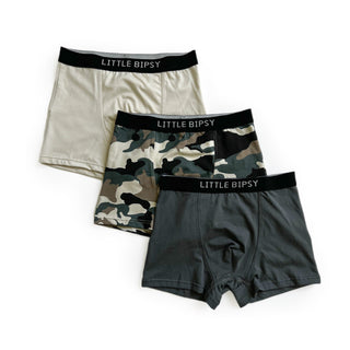 Little Bipsy Boxer Brief 3 Pack - Pewter Camo Mix, Little Bipsy Collection, Boxer Briefs, Boy underwear, Boys Boxer Briefs Set, cf-size-1-2, cf-size-2-3, cf-size-3-4, cf-size-5-6, cf-size-6-7